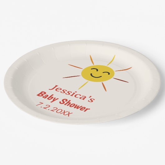 Een beetje Ray of Sunshine Custom Baby shower Papieren Bordje (Gekanteld)