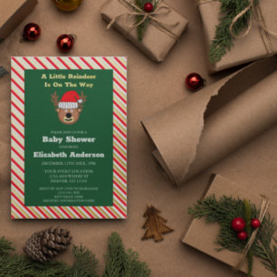 Een beetje rendier is onderweg naar Baby shower Folie Uitnodiging