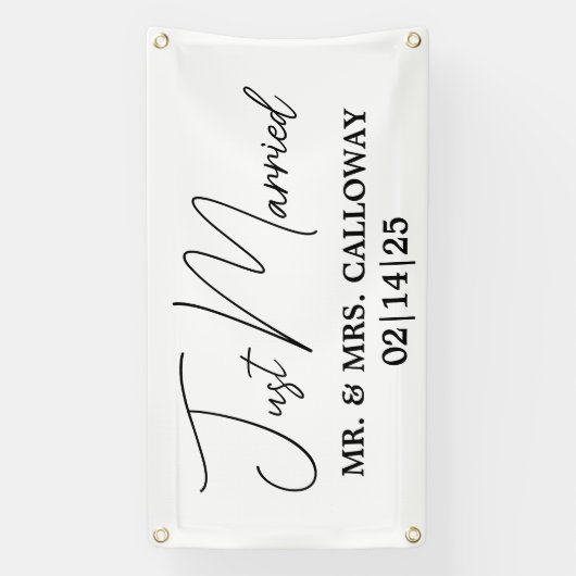 Een beetje retro 'Just Married' auto banner (Verticaal)