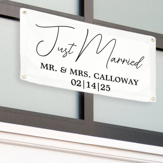 Een beetje retro 'Just Married' auto banner (Buitenkant Gebouw)