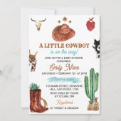 Een beetje Rodeo Cowboy Baby shower Invitation Kaart (Voorkant)