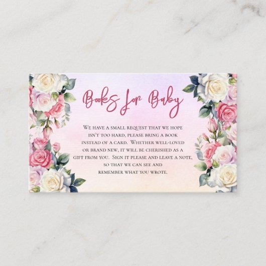 Een beetje Roos Bloemen Damask Boeken voor Baby Informatiekaartje (Voorkant)