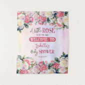 Een beetje Roos Bloemen Meisje Baby shower Achterg Wandkleed (Voorkant)
