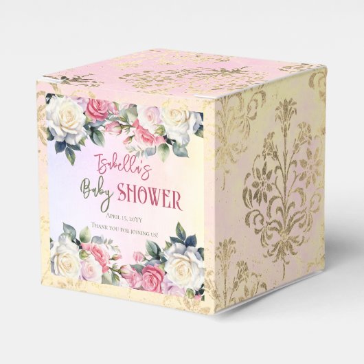 Een beetje Roos Bloemen Meisje Baby shower Dank u Bedankdoosjes (Voorkant Zijde)