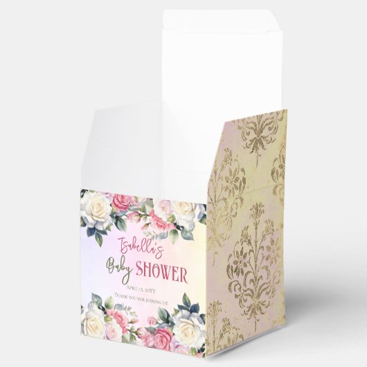 Een beetje Roos Bloemen Meisje Baby shower Dank u Bedankdoosjes (Geopend)