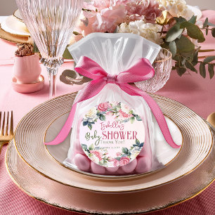 Een beetje Roos Bloemen Meisje Baby shower Dank u Ronde Sticker