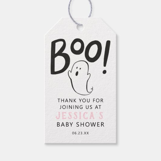 Een beetje roze Baby shower voor Boo Cadeaulabel (Voorkant)