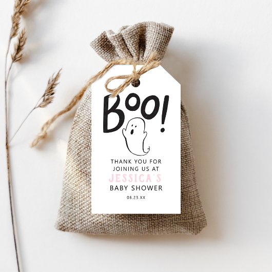 Een beetje roze Baby shower voor Boo Cadeaulabel
