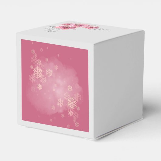 Een beetje roze sneeuwvlok roze poinsettia bedankdoosjes (Achterkant)