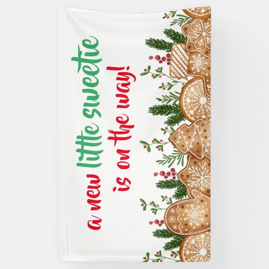 Een beetje schatje is op weg cookie Baby shower Spandoek (Verticaal)