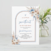 Een beetje schatje stoffig blauw Baby shower jonge Kaart (Staand voorkant)