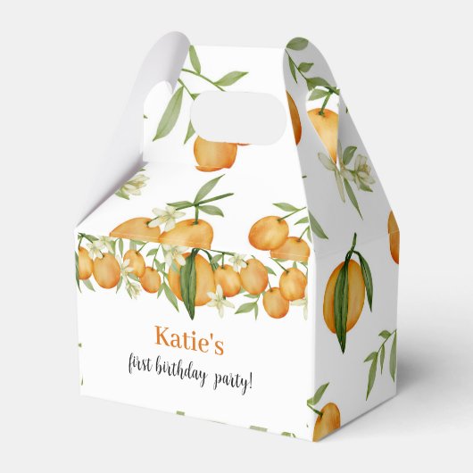 Een beetje schattig citrus verjaardag gunst box bedankdoosjes (Voorkant Zijde)