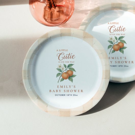 Een beetje schattig genderneutraal citrus Baby sho Papieren Bordje