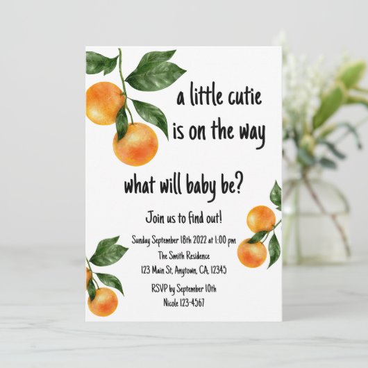 Een beetje schattig geslacht onthullen uitnodiging (Staand voorkant)