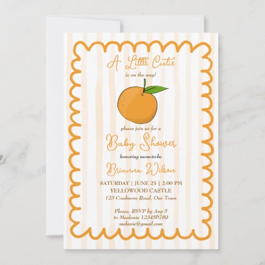 Een beetje schattig grillig citrus baby shower kaart (Voorkant)