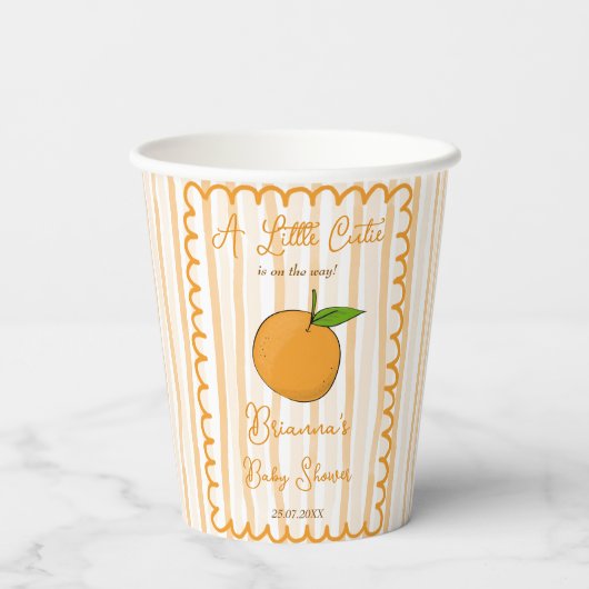 Een beetje schattig grillig citrus baby shower papieren bekers (Achterkant)