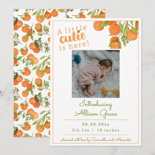 Een beetje schattig is hier geboorte aankondiging (Voorkant / Achterkant)