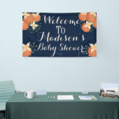 Een beetje schattig is op weg-Oranje, marineblauw Spandoek (Beurs)