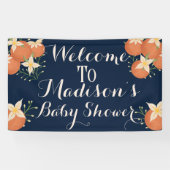 Een beetje schattig is op weg-Oranje, marineblauw Spandoek (Horizontaal)