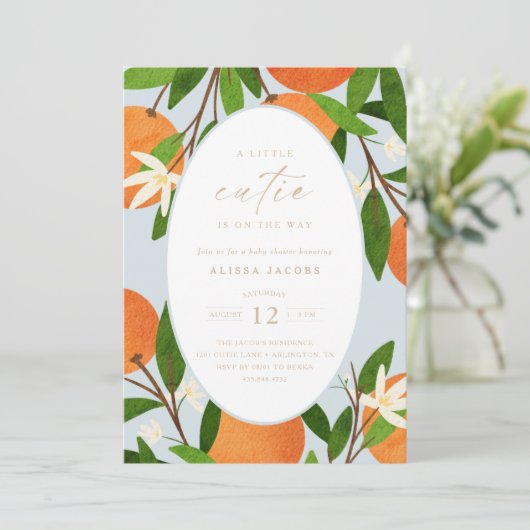 Een beetje schattig | Modern blauw neutraal Baby s Kaart (Staand voorkant)