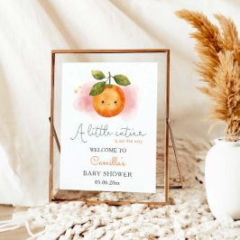 Een beetje schattig Oranje Baby shower welkom Poster