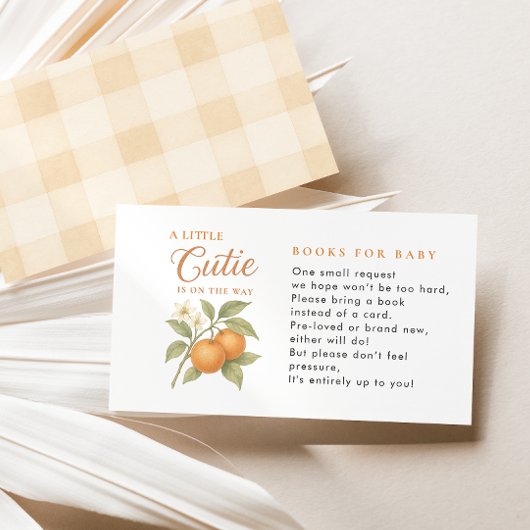 Een beetje schattig Oranje boeken voor Baby shower Informatiekaartje