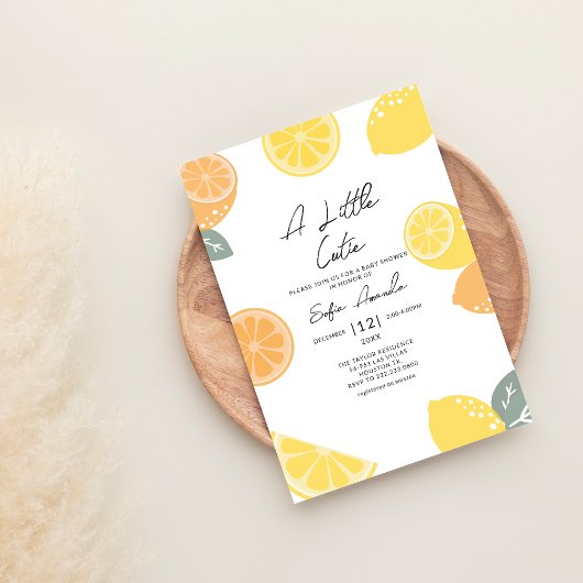 Een beetje schattig pastel citrus Baby shower Kaart