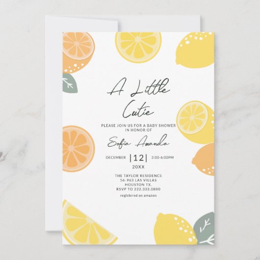 Een beetje schattig pastel citrus Baby shower Kaart (Voorkant)
