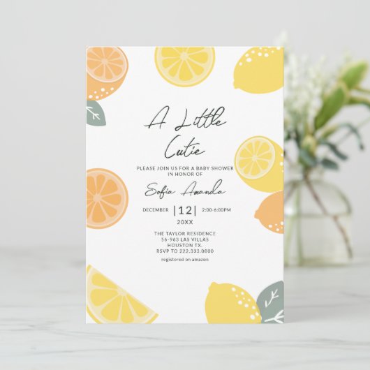 Een beetje schattig pastel citrus Baby shower Kaart (Staand voorkant)