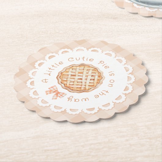 Een beetje schattig Pie gingham Bow baby shower Kartonnen Onderzetters (Gekanteld)