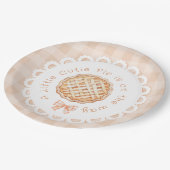 Een beetje schattig Pie gingham Bow baby shower Papieren Bordje (Gekanteld)