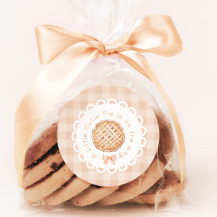 Een beetje schattig Pie gingham Bow baby shower Ronde Sticker