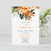 Een beetje schattig Sinaasappel Citrus Floral Baby Kaart (Staand voorkant)