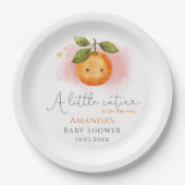 Een beetje schattig Sinaasappel Clementine Baby sh Papieren Bordje (Voorkant)