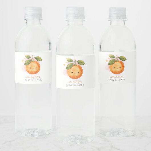 Een beetje schattig Sinaasappel Clementine Baby sh Waterfles Etiket (Flessen)