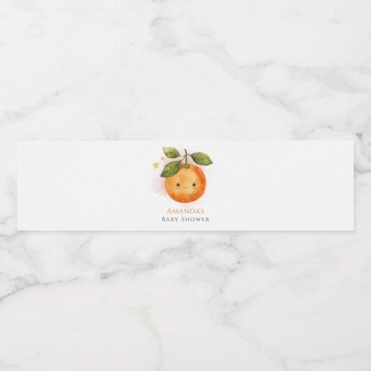 Een beetje schattig Sinaasappel Clementine Baby sh Waterfles Etiket (Enkel label)