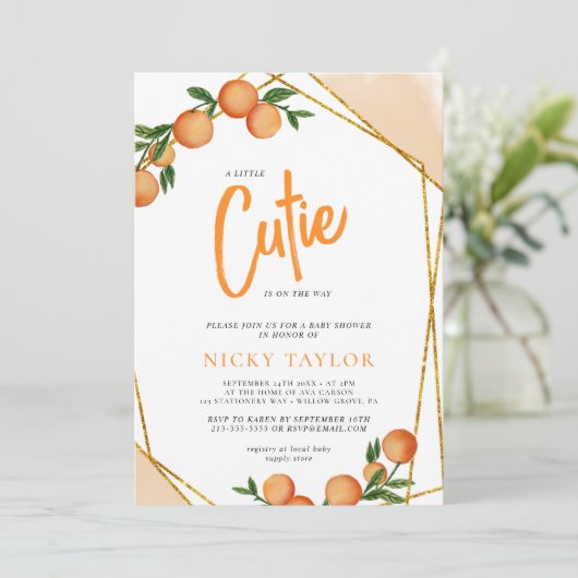 Een beetje schattig Sinaasappel Lijst Citrus Baby  Kaart (Staand voorkant)