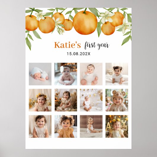 Een beetje schattig Verjaardag 12 Foto Mijlpaal Po Poster (Voorkant)