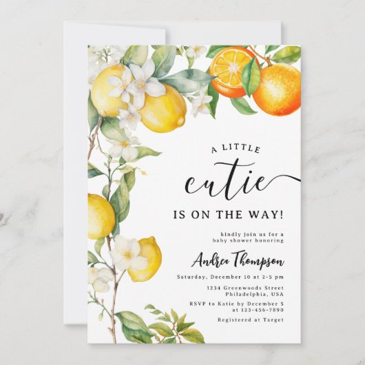 Een beetje schattig waterverf oranje citrus citroe kaart (Voorkant)