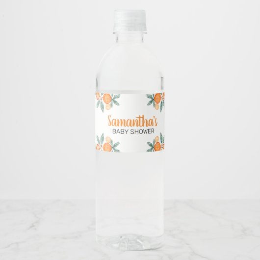 Een beetje schattige botanische Sinaasappels Baby Waterfles Etiket (Voorkant)