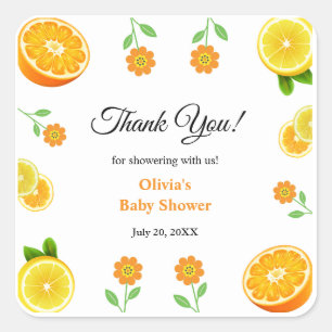Een beetje schattige citroen citrus dank u Baby sh Vierkante Sticker