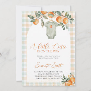 Een beetje schattige oranje baby shower   kaart