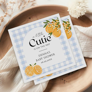 Een beetje schattige oranje geruite citrus baby sh servet