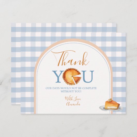 Een beetje schattige taart eerste verjaardag Blue  Bedankkaart (Voorkant / Achterkant)