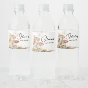 Een beetje schimmels betoverde paddenstoel Baby sh Waterfles Etiket