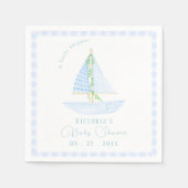 Een beetje schipper blauw geruite modern Baby show Servet (Voorkant)