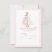 Een beetje schipper roze pastel Baby shower Bedankkaart (Voorkant)