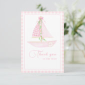 Een beetje schipper roze pastel Baby shower Bedankkaart (Staand voorkant)