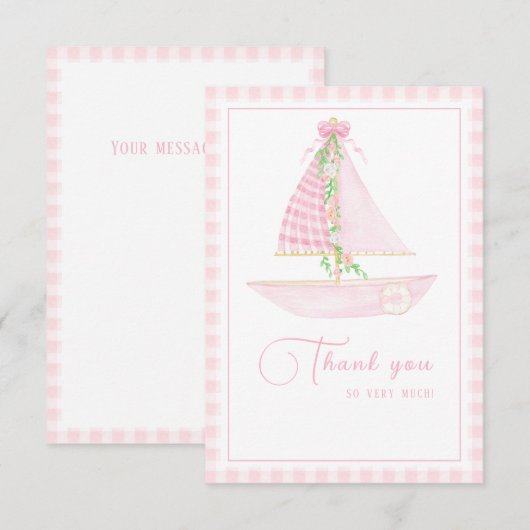 Een beetje schipper roze pastel Baby shower Bedankkaart (Voorkant / Achterkant)