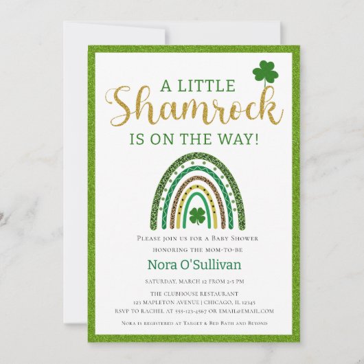Een beetje Shamrock St. Patricks Rainbow Baby show Kaart (Voorkant)